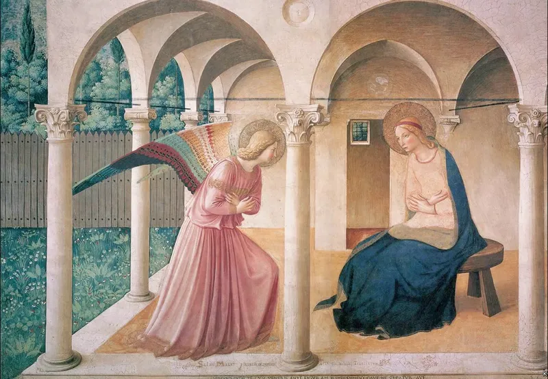 The Annunciation by Fra Angelico (c. 1438–1450), fresco, Convent of San Marco, Florence